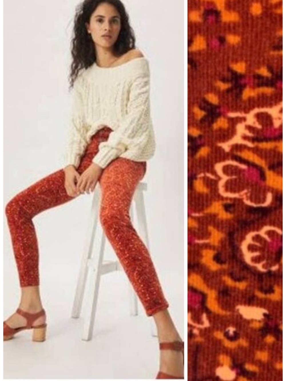 Anthropologie Pilcro High Rise Button Fly Skinny Corduroy Pants Size 29 EUC